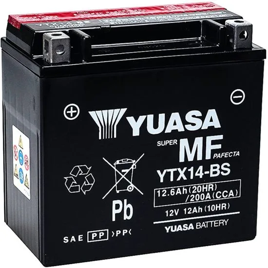Batteria Yuasa YTX14-BS 12v 12ah- Ricambi e Accessori Moto