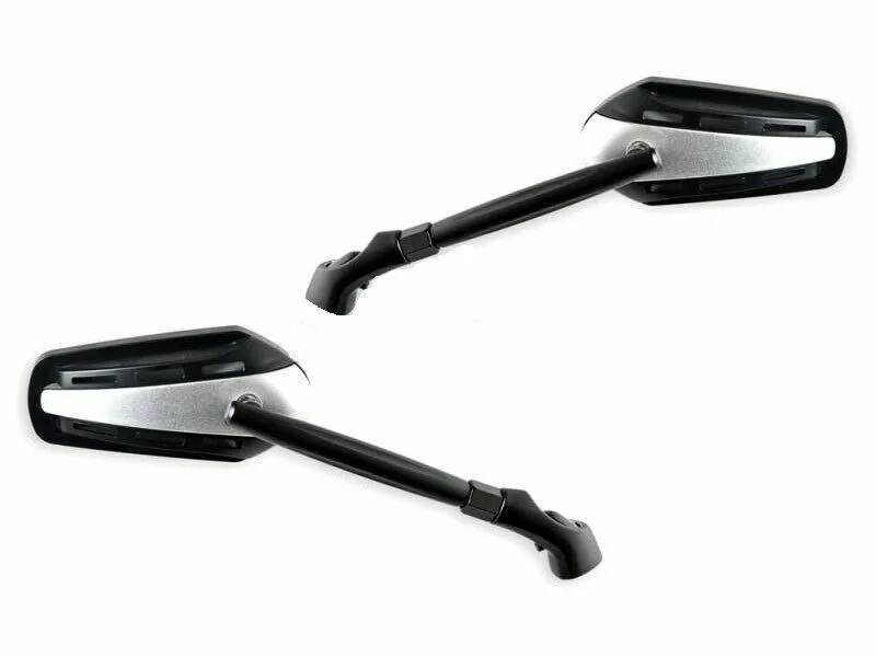 Coppia Specchietti Moto BKR Nero Argento attacco M10- Ricambi e Accessori Moto
