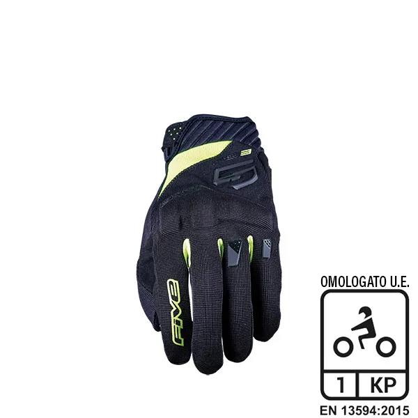 Guanti Five RS3 Evo Estivi Tessuto Giallo Fluo Nero - Abbigliamento e Accessori