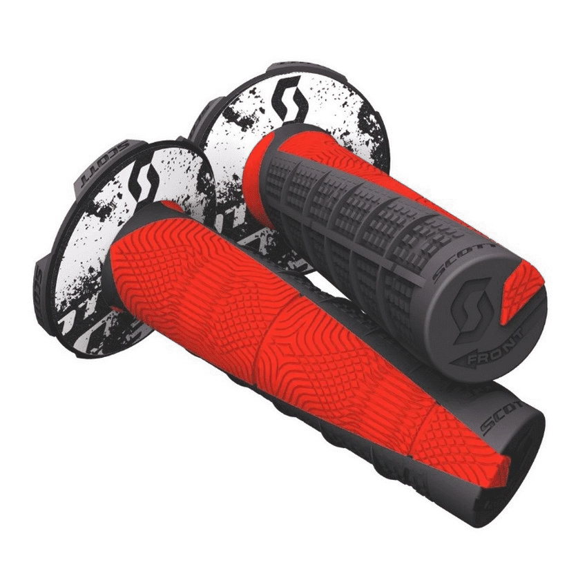 Manopole Motocross Scott Deuce Doppia Densità Rosso-Nero Motocross Motard