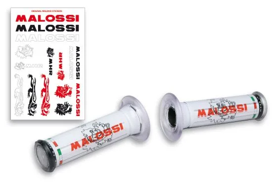 Manopole Malossi Bianche con logo Leone Lati Chiusi 6914575W0 Ricambi e Accessori Scooter