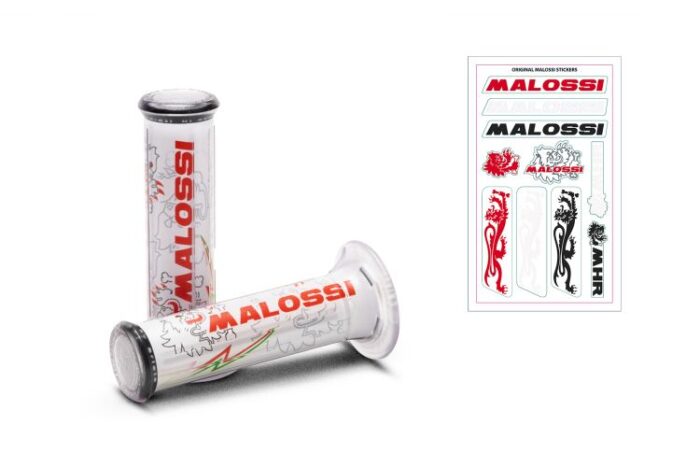 Manopole Malossi Bianche con logo Leone Lati Chiusi 6919246W0 - Ricambi e Accessori