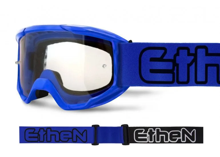 Maschera Cross ETHEN OTG06 Basic colore Blu lente trasparente- Abbigliamento e Accessori Moto Motocross