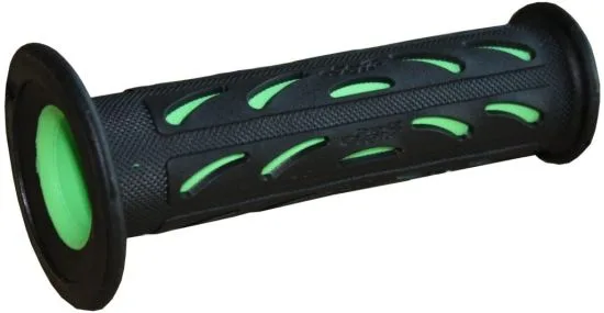 Manopole Progrip Strada Dual Density Gel Nero Verde, con lati forati. - Ricambi e Accessori Moto