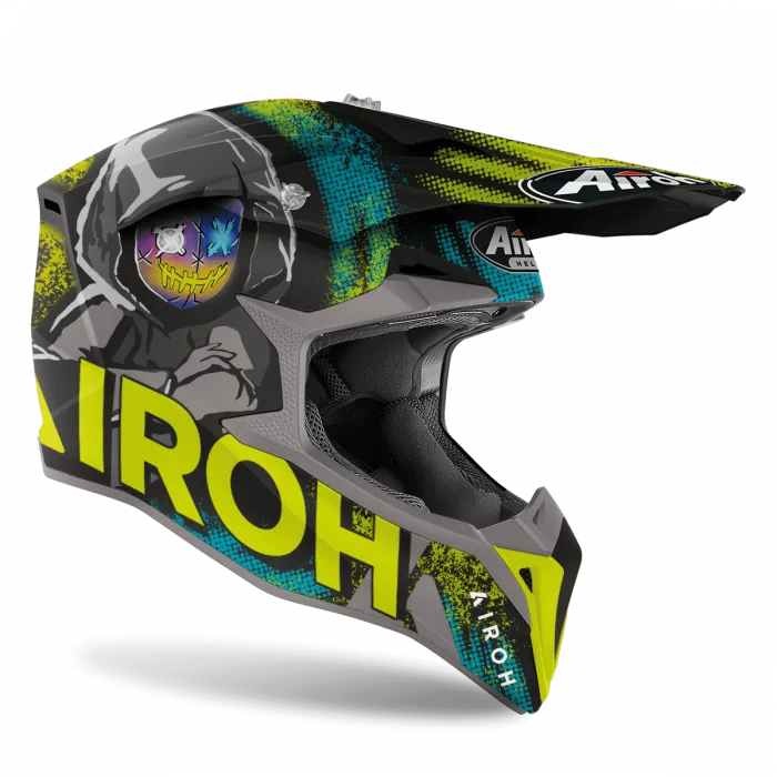 Casco Motocross Airoh Wraap Alien Yellow Matt - Abbigliamento e Accessori
