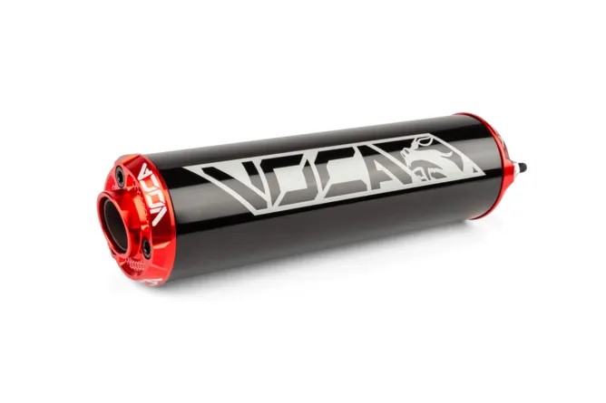 Marmitta Voca ROOKIE 50-70 CC Minarelli AM6 Silenziatore Nero Rosso - Ricambi Motocross Motard