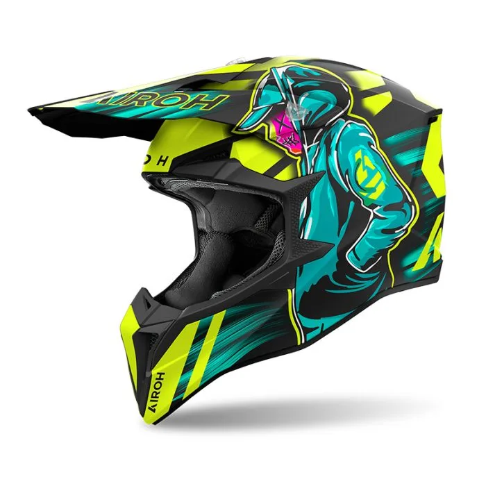 Casco Motocross Airoh Wraaap Cyber Yellow Matt - Abbigliamento e Accessori