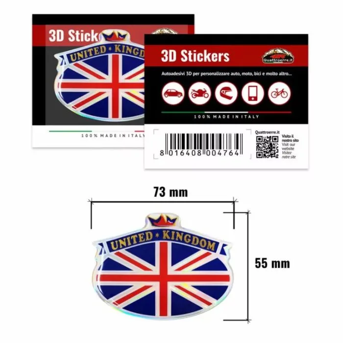 Adesivo 3D Stemma UK - Ricambi e Accessori