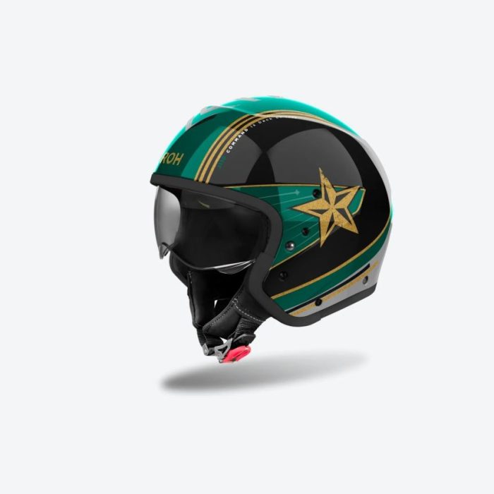 Casco Jet Airoh J110 Command Colore Mint Green Gloss - Abbigliamento e Accessori