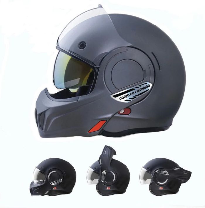 Casco Modulare Duraleu FLIP UP Cabrio Nero Opaco - Abbigliamento e Accessori