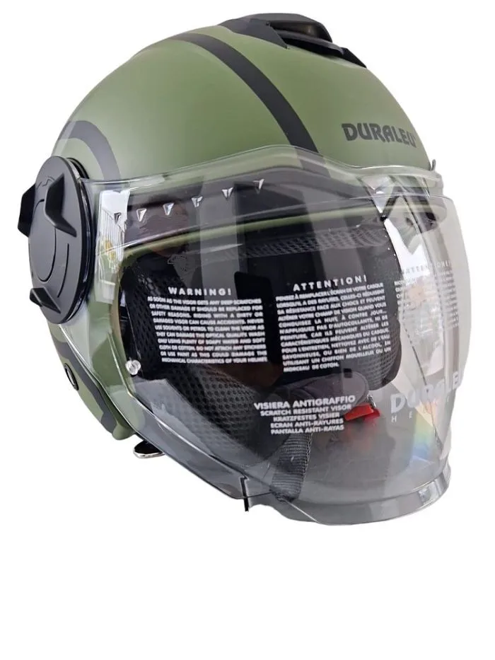Casco Jet Duraleu Strada Colore Verde Militare - Abbigliamento e Accessori