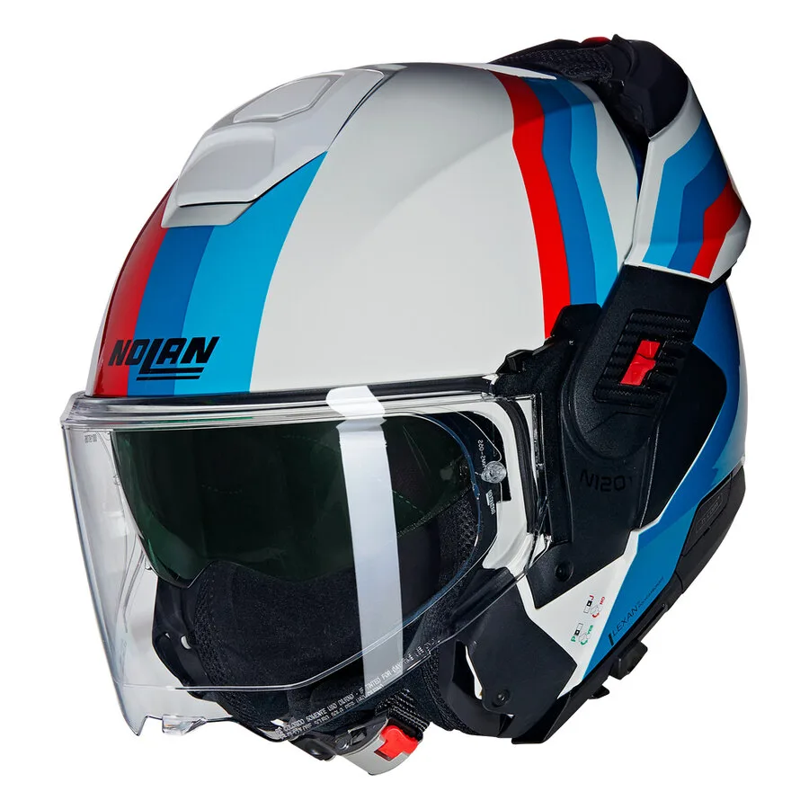 Casco Modulare Nolan Flip Up N120-1 Lineo Bianco-Blu-Rosso - Abbigliamento e Accessori