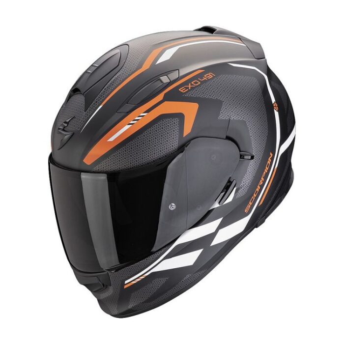 Casco Integrale SCORPION EXO 491 Kripta Opaco Nero Arancio Bianco - Abbigliamento e Accessori