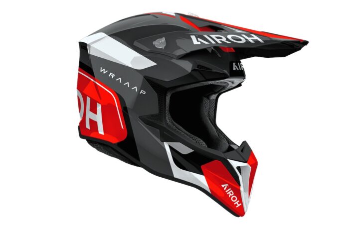 Casco Motocross Airoh Wraaap Conquer Gloss ECE 22.06 - Abbigliamento e Accessori