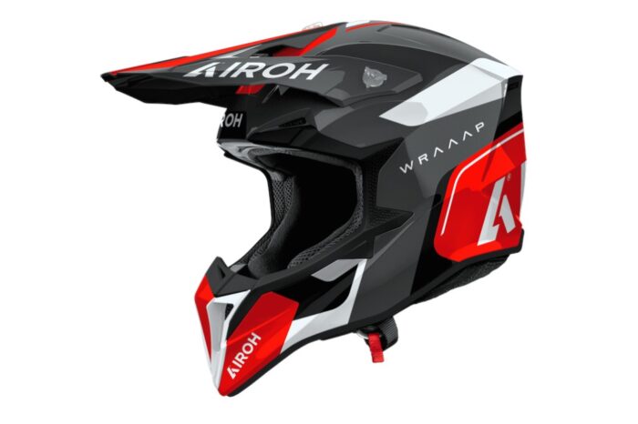 Casco Motocross Airoh Wraaap Conquer Gloss ECE 22.06 - Abbigliamento e Accessori