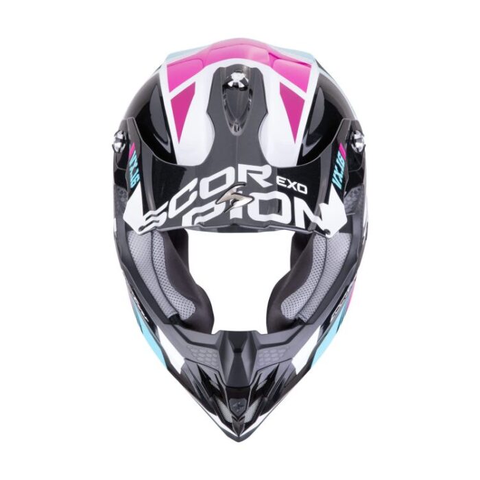 Casco Motocross SCORPION EXO VX-16 EVO AIR ANALOG Metal Black-Blu-Rosa - Abbigliamento e Accessori