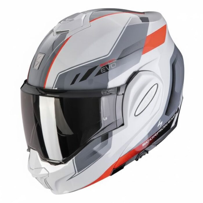 Casco Modulare Flip UP Scorpion EXO TECH EVO SOCIUS Grigio Rosso - Abbigliamento e Accessori