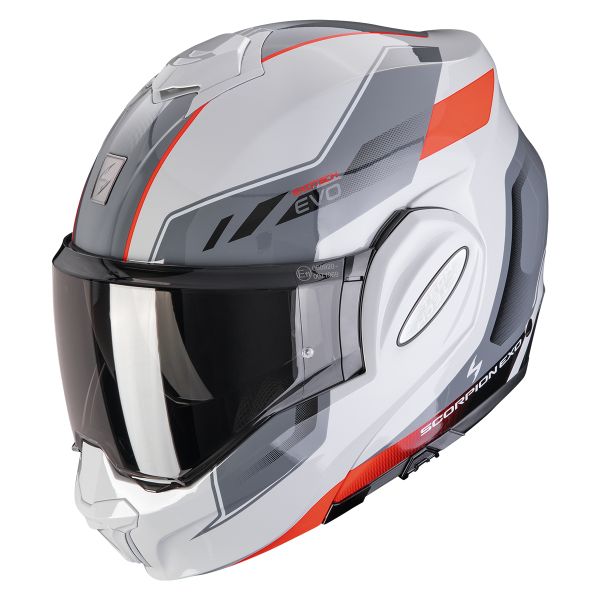 Casco Modulare Flip UP Scorpion EXO TECH EVO SOCIUS Grigio Rosso - Abbigliamento e Accessori