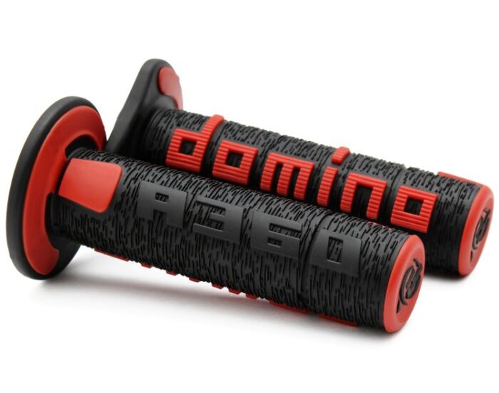 Manopole Motocross Domino Colore Nero Rosso - Ricambi e Accessori
