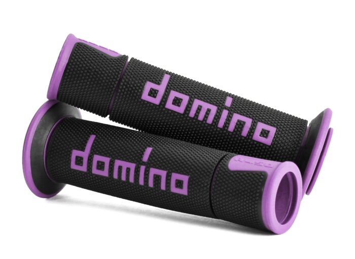 Manopole Strada Domino Road Racing con Lati Aperti Nero Viola - Ricambi e Accessori