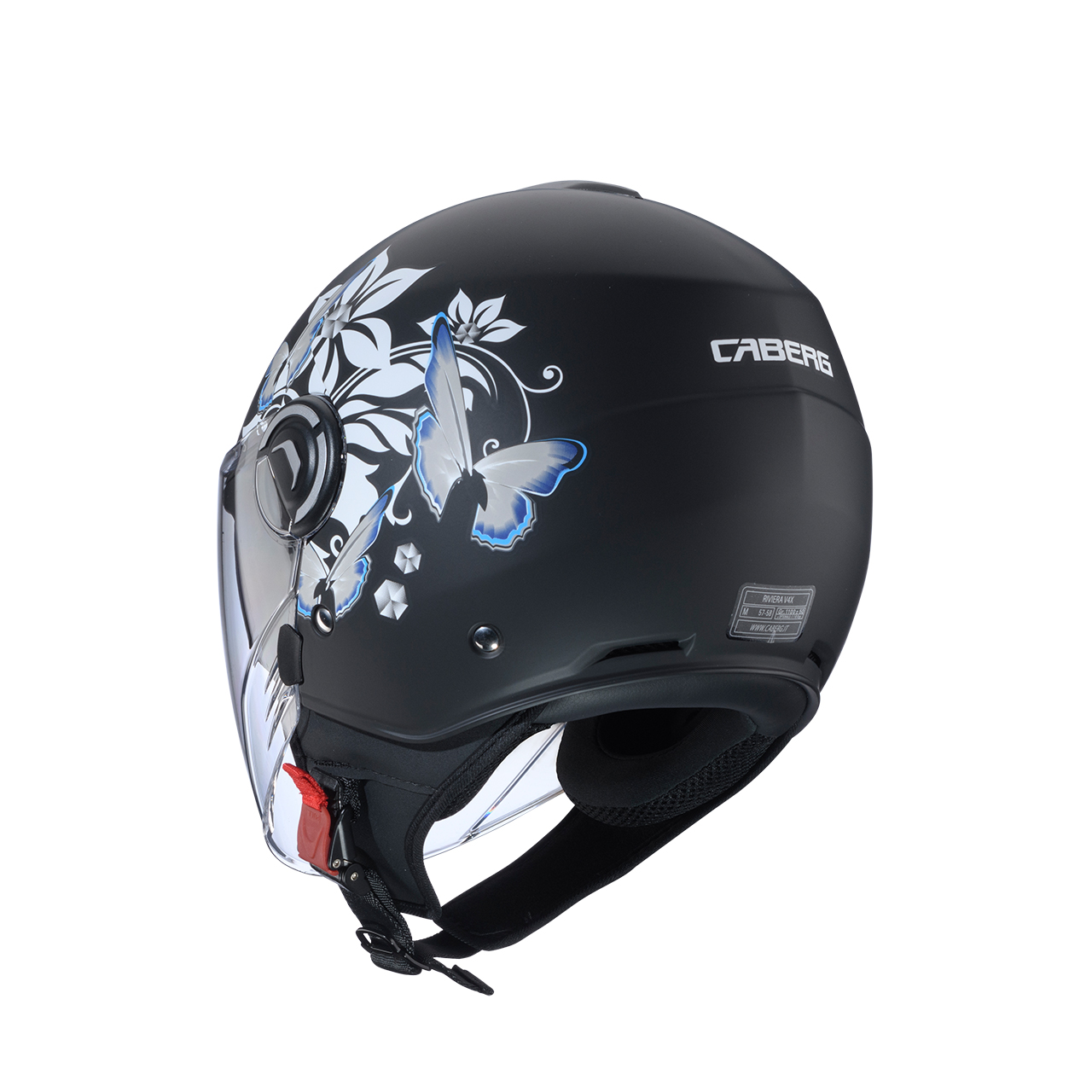 Casco Moto Jet Caberg Riviera V4X Mia Matt Black / White - Abbigliamento e Accessori