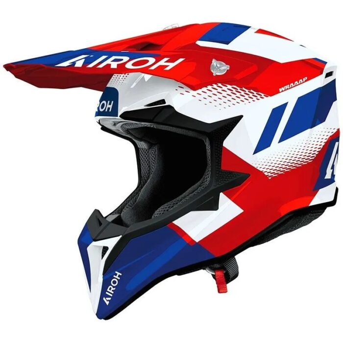 Casco Motocross Airoh Wraaap Vision Red/Blue Gloss - Abbigliamento e Accessori