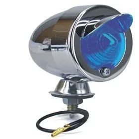 Fanalino Bullet ONE Custom Cromato Vetro Blu- Ricambi e Accessori Moto