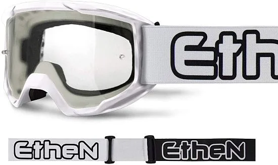 Maschera Cross ETHEN OTG06 Basic colore Bianco lente trasparente- Abbigliamento e Accessori Moto Motocross 